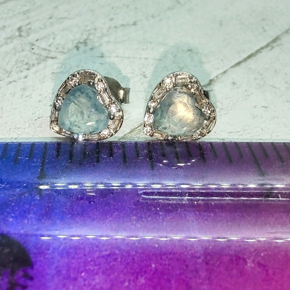 Aquamarine heart earrings - Picture 4 of 4